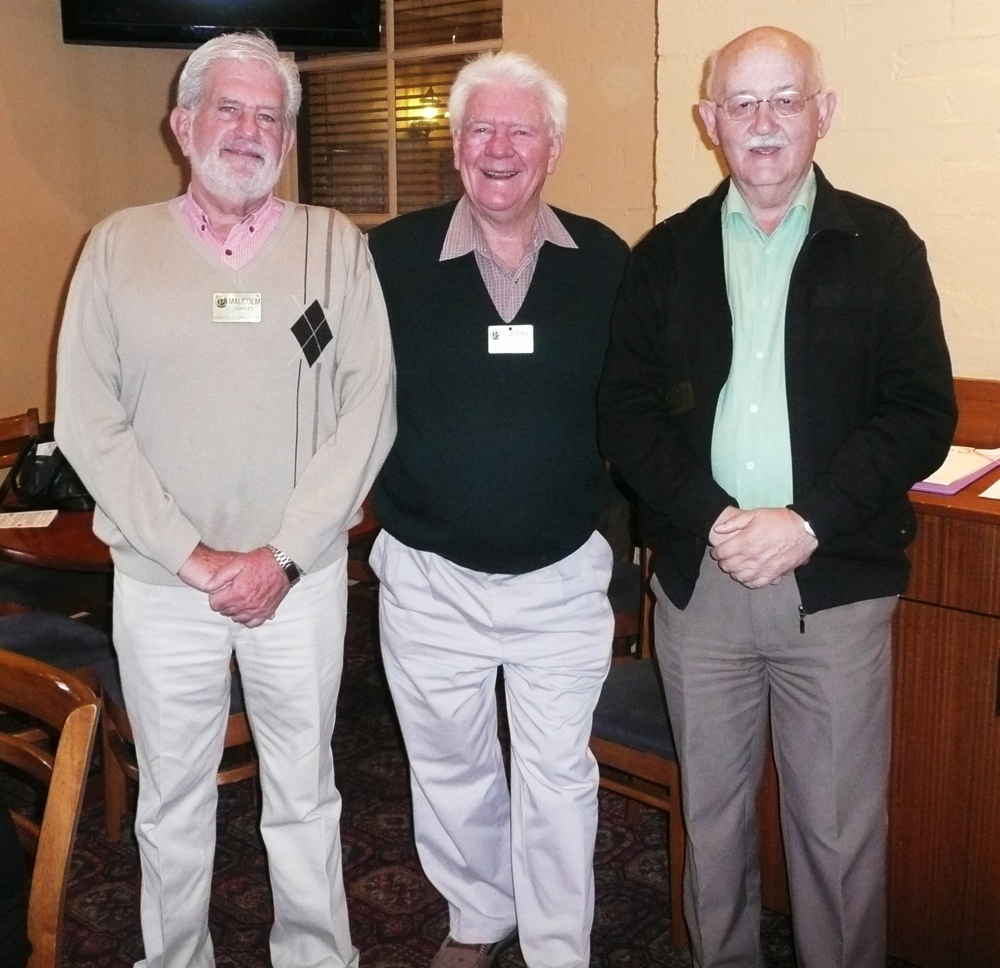Malcolm Oakley, John Thompson, John Richards - Founders of the club. Photo taken in 2013