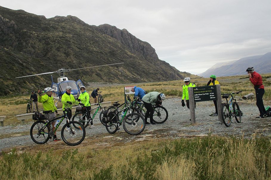 unloading from chopper at Chop Creek - the beginning of the Alps to Ocean Trailinf